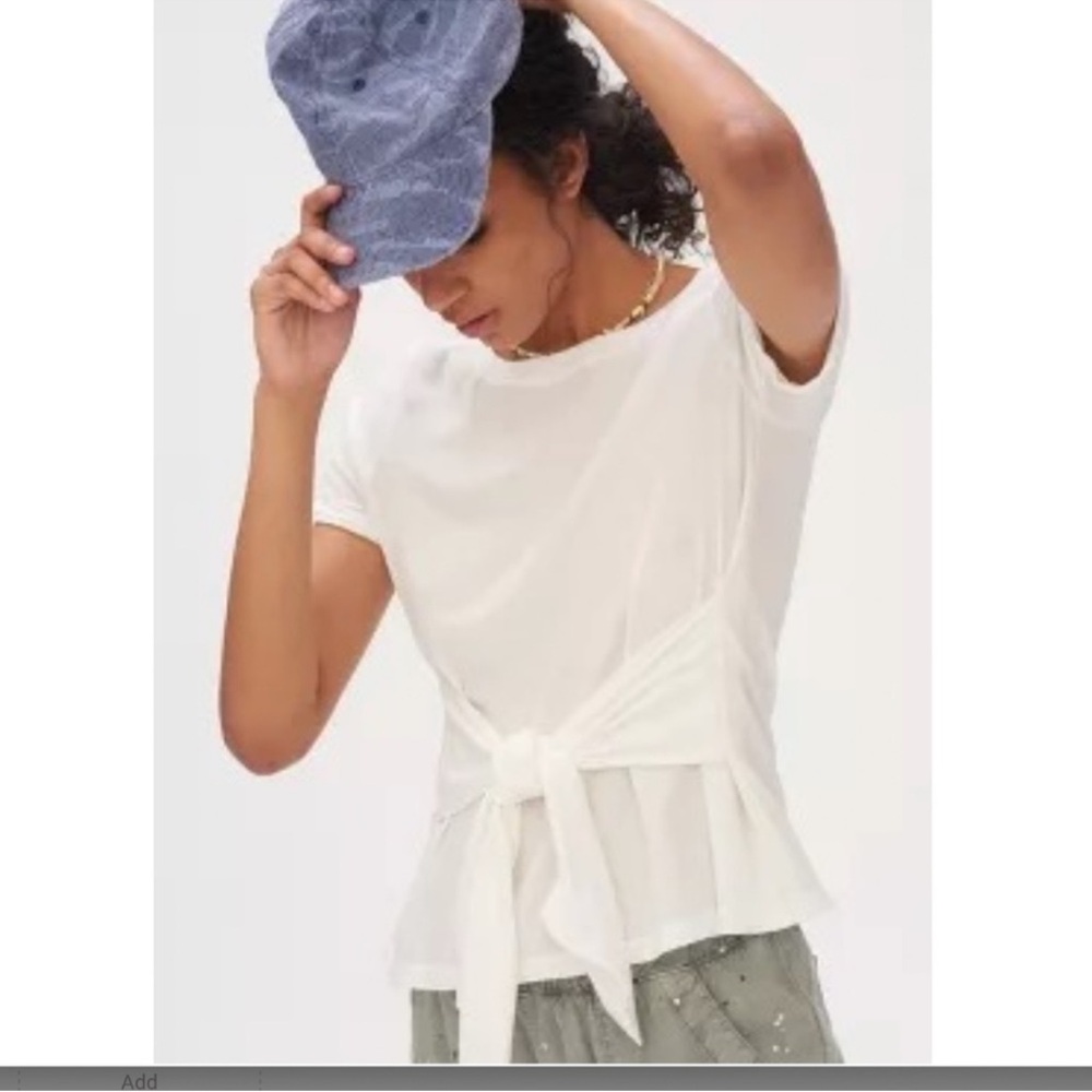 Anthropologie Saffron Tie white tee NWT Sz M